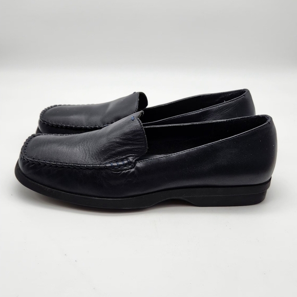 Women's High Sierra Meredith Black Leather Square Toed Slip-On Flat Loafers 8.5 - Picture 4 of 11